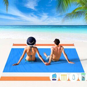 Big Beach Blanket for 1-4 adults Sandproof Waterproof 78''X81''